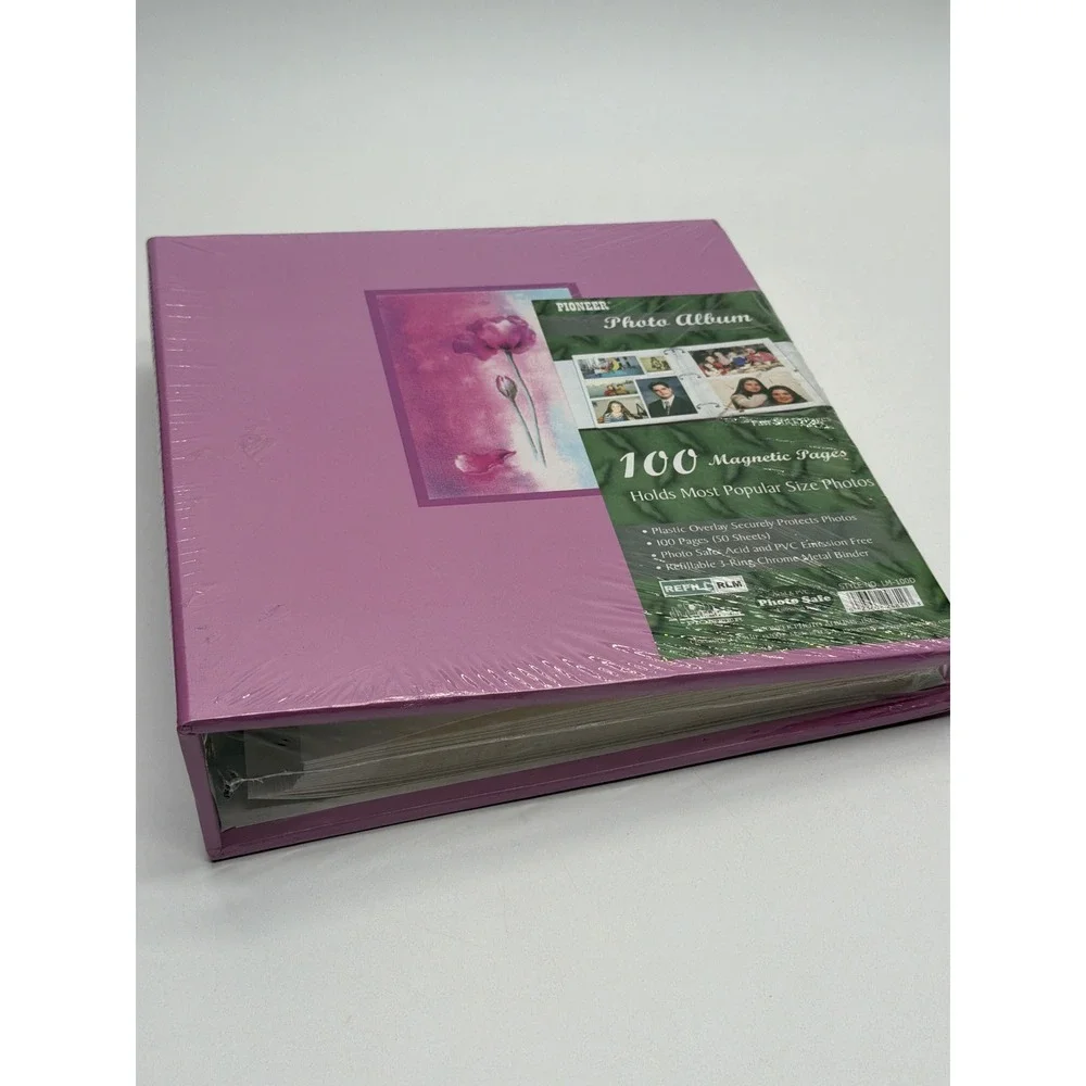 Pioneer Purple Magnetic Photo Album 100 Fast-Stick Pages 3-Ring Binder LM-100D